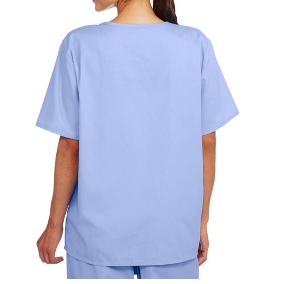 Unisex Short Sleeve V Neck Scrub Top with Pocket Periwinkle / Light Blue - Small - Picture 5 of 12
